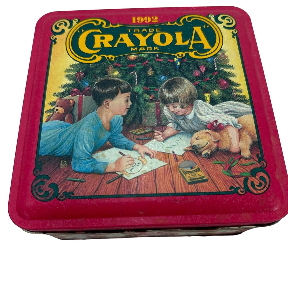 Vintage Crayola Crayons & Holiday Tin; 1992; Binney & Smith, USA